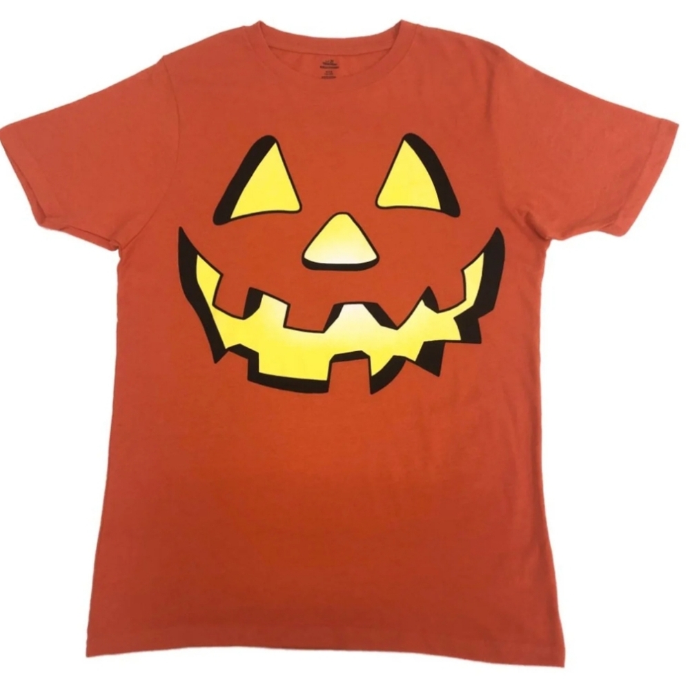 Way To Celebrate Men's Halloween Lit Up Jack-O-Lantern Pumpkin T-Shirt, Orange
